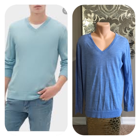 Banana Republic Other - Banana Republic Blue Washable Wool V-Neck Sweater